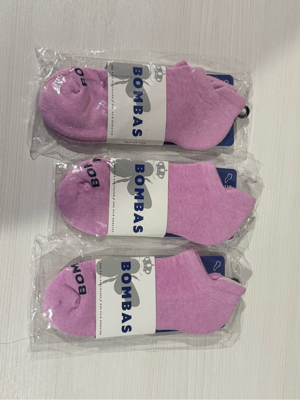 Bombas Unisex Ankle Athletic Socks in Light Pink Medium Pack of 3